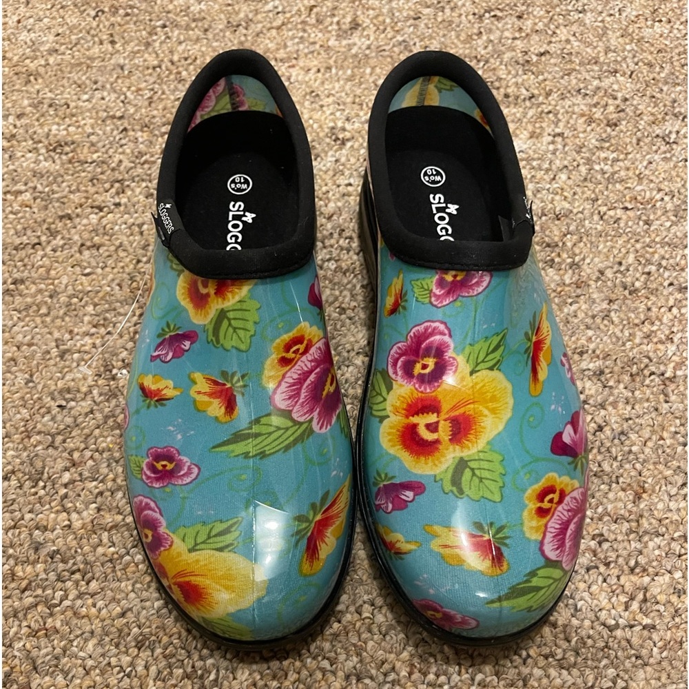 Sloggers Floral Women's Rain Boots - Blue and Multicolor ~ New! - Picture 2 of 11